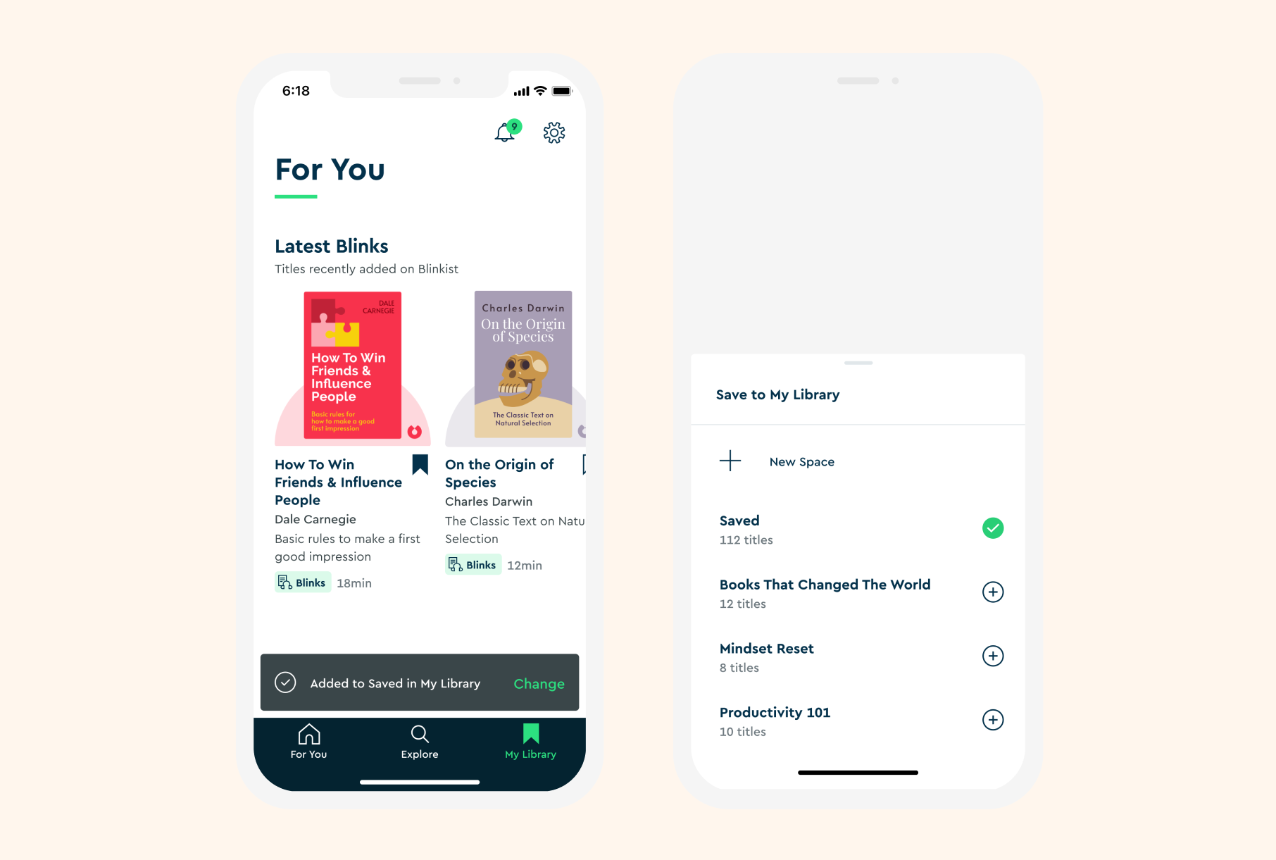Saving a title and organising it into the redesigned Library