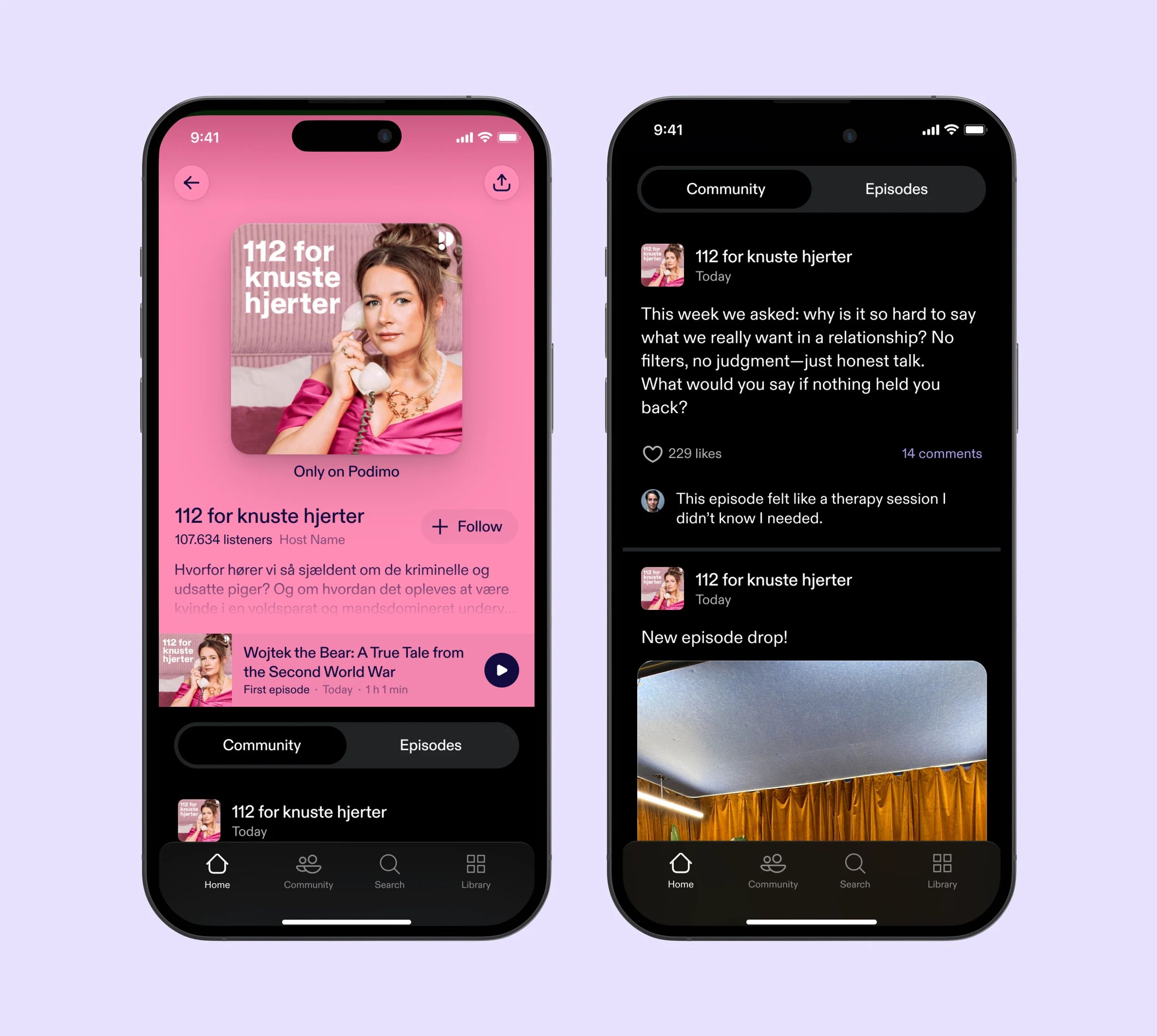 Show Page exploration comparing community and episode discovery